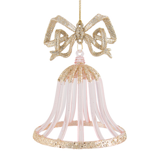 Hanging Pink Gold Bow Bell