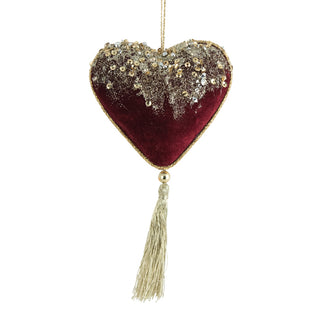 Burgundy Heart with Tassle Ornament