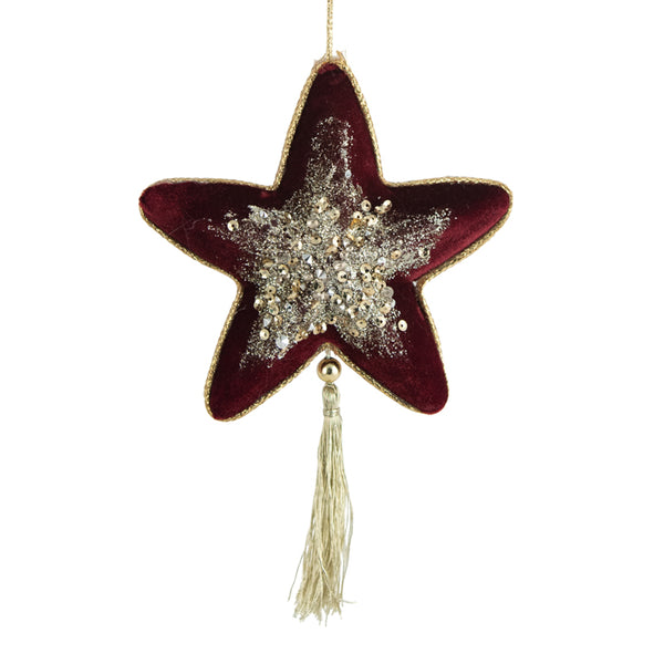Burgundy Star with Tassle Ornament