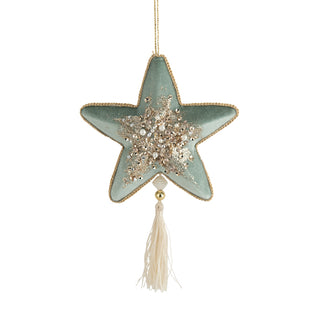 Champagne Mint Star with Tassle Ornament