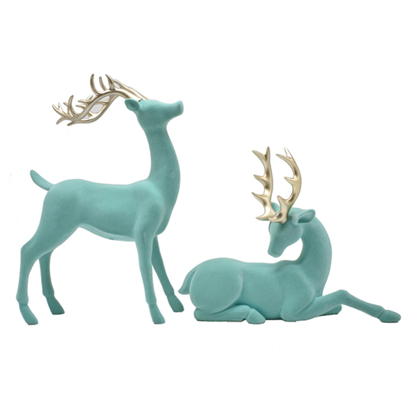 PRE-ORDER - Resin Flocked Teal Deer | Mistletoe & Holly