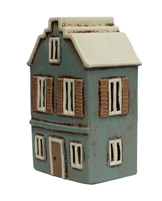 Alsace Tealight House with Shutters Blue