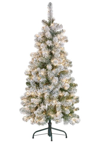 Slim Snowy Christmas Tree with lights