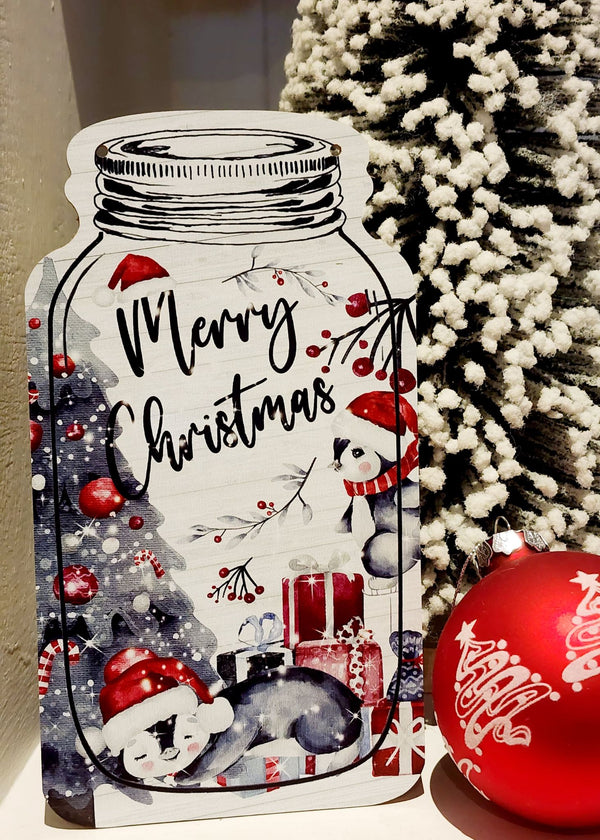 Christmas Sign - Wooden Mason Jar