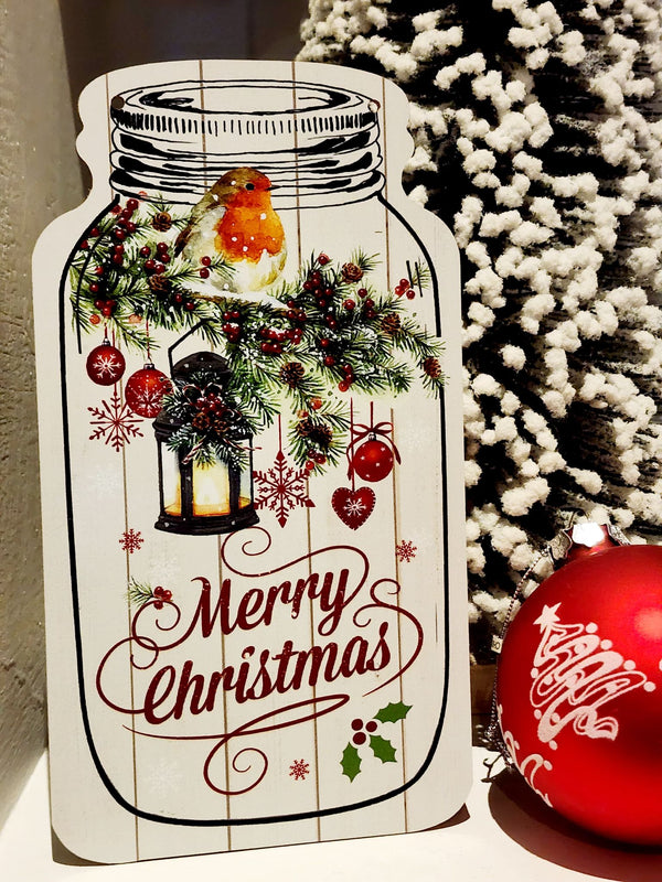 Christmas Sign - Wooden Mason Jar